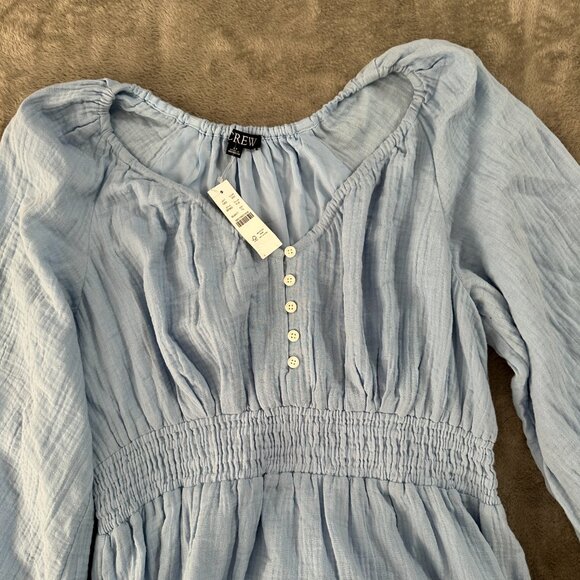 NWT J. Crew V-Neck Midi Maxi Dress Soft Cotton Gauze Large Tall Long LT Blue - Picture 7 of 11